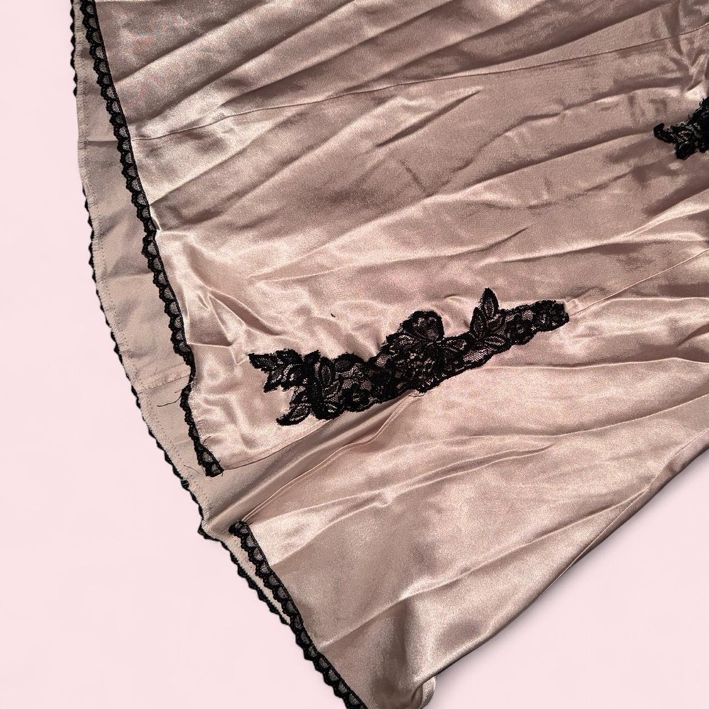 Frederick's of Hollywood Tan and Black Lace Satin Slip Dress - Picture 4 of 5